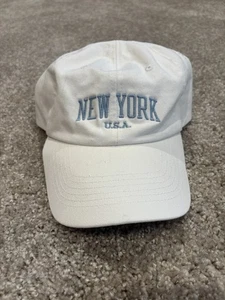 Brandy Melville/John Galt White New York USA blue embroidered dad hat/cap OS - Picture 1 of 5