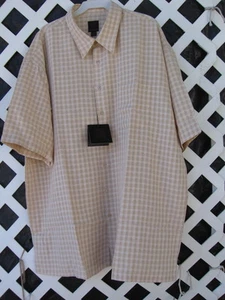 NWT 1X 2X 3X 4X  CASUAL/ DRESS SHIRT SQ WEAR $60 NATURAL CHECK   - Picture 1 of 5