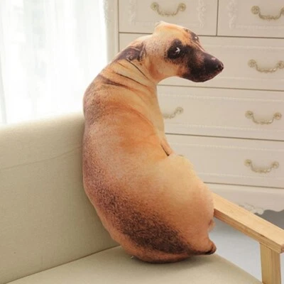 Almohada Impresa en 3D Linda Curva Perro Animal Realista Divertida Cabeza de Perro Cojín Juguete Foto 1 de 4
