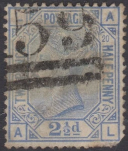 GB Stamps - QV - 1880 - 2½d blue - used - SG142 Plate 20 - LA/AL - Picture 1 of 2