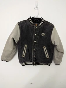Route 66 Varsity Jean Bomber Jacket Quilted Kids 10/12 Grey Black Coat Vintage - Picture 1 of 6
