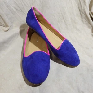 🩰 Zapatos planos de ballet para fumar Madden Girl talla 9,5 M gamuza azul real; ribete rosa intenso - Imagen 1 de 12