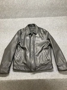 J. Ferrar Lambskin Leather Jacket Men’s Size Large Black Long Sleeve Full Zip - Picture 1 of 11