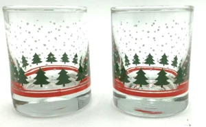 Libbey Holiday Shot Glasses Winterland Christmas Tea Lights Glasses Set of 2 - Picture 1 of 4