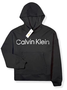Calvin Klein Cropped / Crop Fleece Hoodie - NWT Womens Small Black - #46278-A2 - Picture 1 of 2