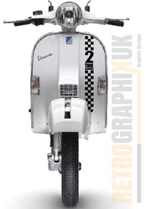 Vespa Leg shield Sticker Stipe fits PX LML Trojan Skinhead 2 Tone BLACK - - Picture 1 of 5