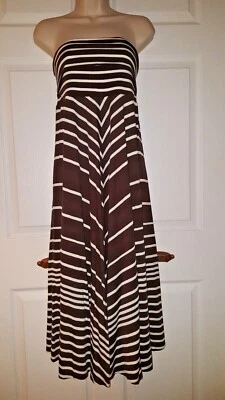 Vestido largo para mujer INC International Concepts falda/halter marrón/blanco L Foto 1 de 4