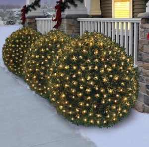 150 Warm White LED Christmas Bush Net Christmas Lights Green Wire, 24 Sq. Ft - Picture 1 of 4