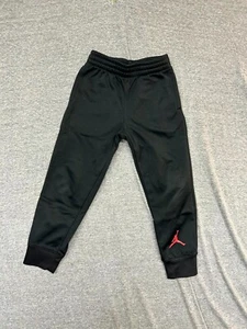 Air Jordan Jogger Pants Boys 6 Black Therma-Fit Fleece Lined Pockets Tapered Leg - Picture 1 of 8