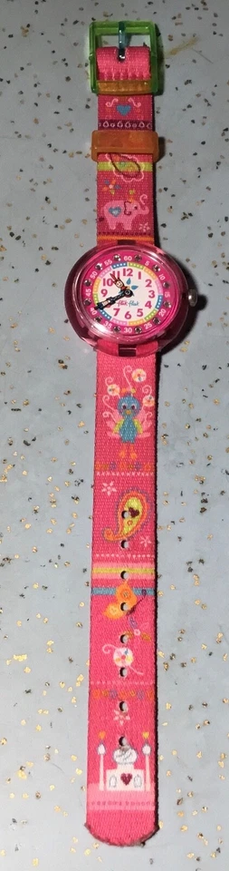 2013 FLIK FLAK ZFNBP002-PINK FAIRY ELEPHANT PALACE CHILDS WATCH WRIST UP TO 6" - Image 1 of 4