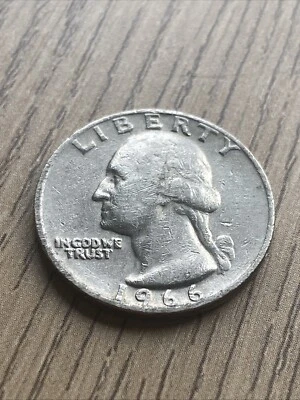 1966 Liberty Quarter Dollar US Coin No Mint Mark Rare Good Condition - Image 1 of 4