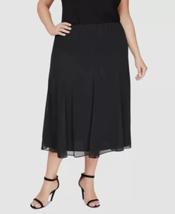 Alex Evenings Women's Black Chiffon Lined Midi Pull On Skirt Plus Size 1X - Picture 1 of 3