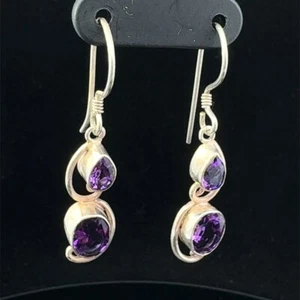 Orecchini pendenti ametista in argento sterling 925 3,7 grammi (WCP030189) - Foto 1 di 2