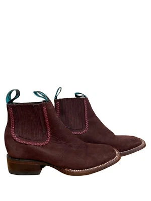 Botas occidentales Los Altos Nobuck de gamuza punta cuadrada al tobillo para mujer talla 6,5 Foto 1 de 4