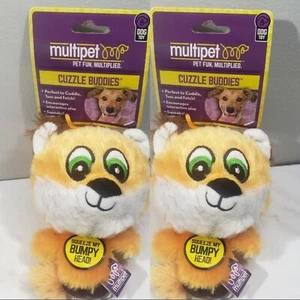 Lot Of 2 Multipet Knobby Fox Squeaky Plush Dog Toy Bumpy Head Cuddle Buddies - Picture 1 of 8