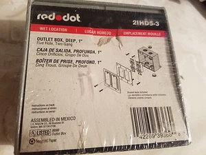 Red Dot 2IHD5-3 Device Outlet Box, 2 Gang, 5 Hub, 4-5/8-Inch Width - Picture 1 of 5