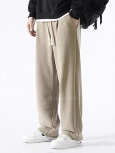 Winter Thick Fleece Warm Sweatpants Men Wide-Leg Straight Loose Track Pants New - Picture 1 of 27
