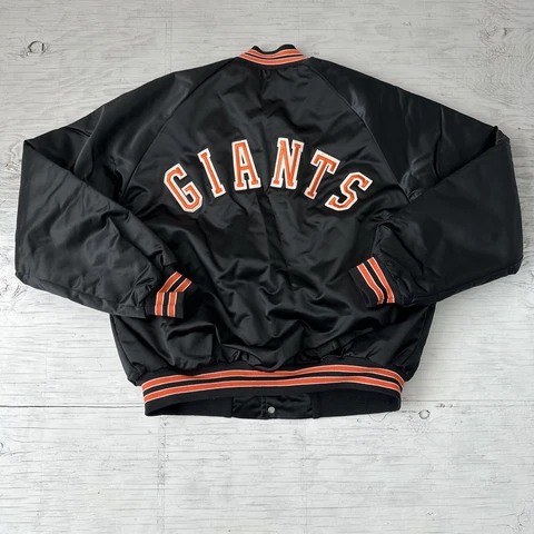 Vintage 80s MLB Chalk Line San Francisco Giants Satin Spellout Jacket Sz Large Cover