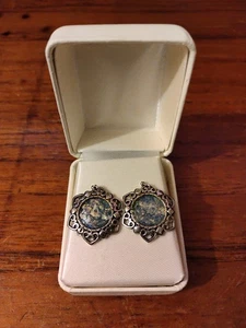 Vintage S P 925 Sterling Silber Emaille Ohrringe aus den 40er Jahren. - Bild 1 von 7