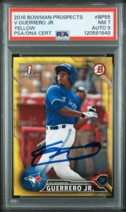 Vladimir Guerrero Jr. Signed 2016 Bowman Prospect Yellow RC rookie PSA/DNA  - Picture 1 of 3
