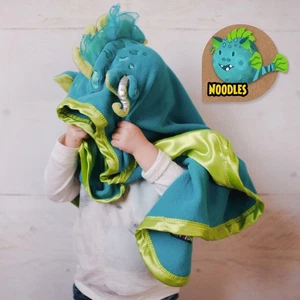 Hooded Wearable Blanket Kids 30 in Triple Stitch Satin Bind Blue Shark NWT - Picture 1 of 5