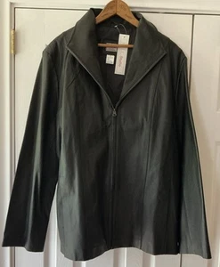 New!! M.I.C. Studio Women's Black Leather Jacket ~ Size 2XL - Picture 1 of 5