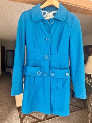 Тюль шерстяная смесь Peacoat женщин S пальто с подкладкой кнопка спереди Anthropologie подкладка - Изображение 1 из 3