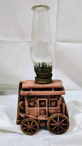 Vintage 50er MCM Keramik Postkutsche Kamin kleiner Sockel Öllampe mit Globus - Bild 1 von 4