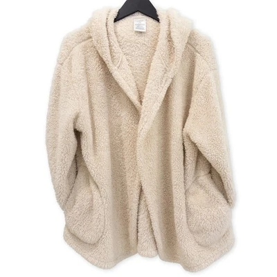 Serra Teddy Jacket Women's L XL Cream Fuzzy Fleece Cardigan Hoodie Outerwear - Image 1 of 4