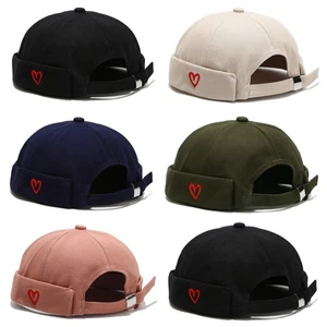 Brimless Docker Cap Hat Skullcap Sailor Rolled Cuff Retro Beanie Hats Adjustable - Picture 1 of 17