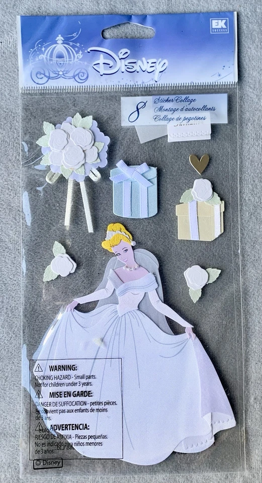 Vtg Jolees Boutique Disney Cinderella Wedding Gifts Bouquet ￼Stickers Dimension - Image 1 of 1