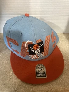 Cleveland Cavs Cavaliers Blue  Orange SnapBack Hat Mitchell & Ness 47 Brand - Picture 1 of 4