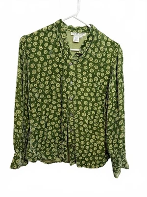 Vintage per lui per lei by kukki Green Swirl Blouse - Size M Rayon/Silk - Image 1 of 3