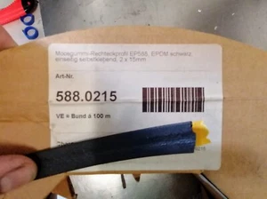 10m Moosgummi Rechteck Profil EP588 EPDM 2x15mm Flachdichtung Dichtung - Foto 1 di 1