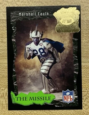 1994 Coca Cola Marshall Faulk RC Gold Monsters of the Gridiron HOF - Image 1 of 2