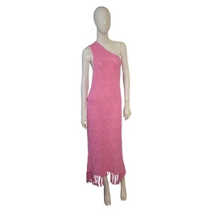 Vestido largo Dodo Bar Or - Pas Pour Toi rosa un hombro y flecos talla 42 - Imagen 1 de 8