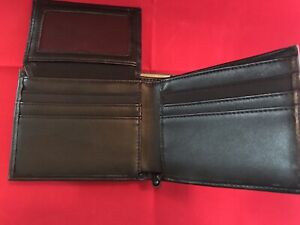 Neiman Marcus Mens Bifold Black Wallet 10 Card Holder & Currency Fold