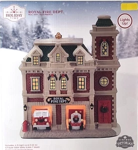 Holiday Time Royal Fire Dept Vintage Victorian Christmas Village Light Up *NIB* - Picture 1 of 6