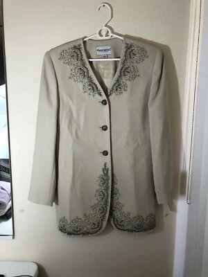 Blazer largo bordado vintage para mujer John Meyer of Norwich talla 10 con cuentas Foto 1 de 4