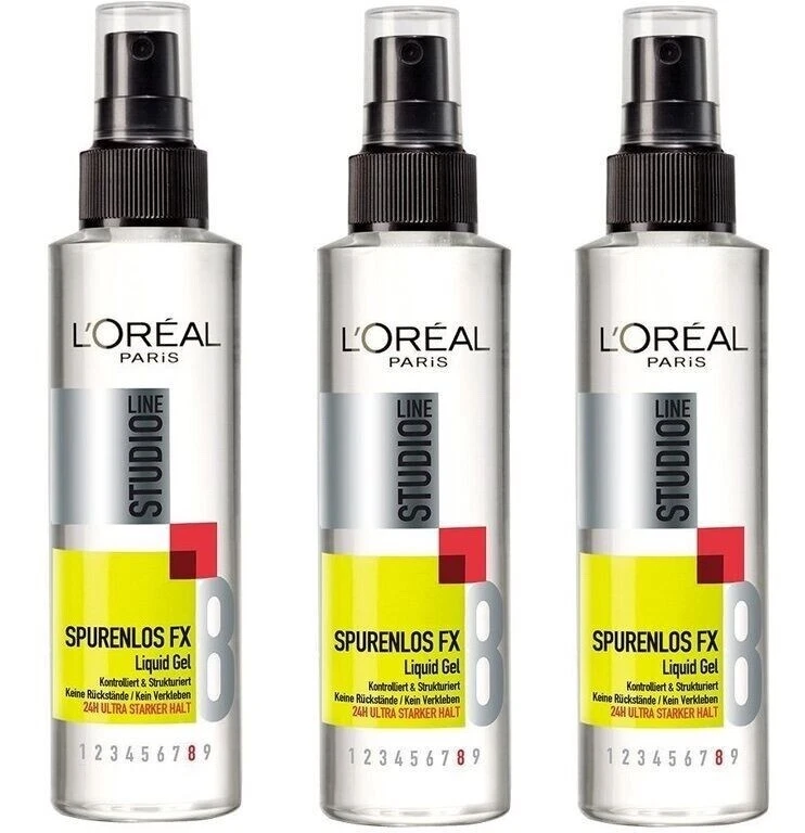 ✅ Loreal Paris Studio Line Spurenlos FX Liquid Gel Haargel Spray 24H 3x 150ml ✅ - Bild 1 von 1