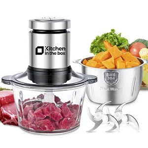 Kitchen in the box Tritatutto 2L con 2 Ciotole,Frullatore con 2 Set di 4 Lame in - Foto 1 di 6