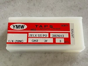 3 new YMW 1/4-20 NC GH3 3FL ZELX SS PO HSS Spiral Point Taps, P/N 382613, Japan - Picture 1 of 3