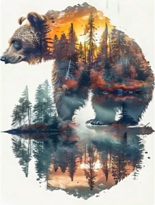 Forest Bear Diamond Art Kits for Adults, Animal Diamond Painting Kits for Adults - Picture 1 of 7