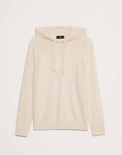 OFF WHITE Felpa con cappuccio Banana Republic 100% cashmere bianco panna alta media $190 nuova con etichette