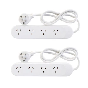 2x HPM 4-Way Outlet 2400W 10A 240V Powerboard 1m Power Cord 4 Outlets/Socket WHT - Picture 1 of 2