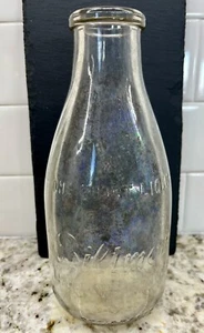 Vintage Biltmore Dairy Farm One Quart Clear Glass Bottle Embossed Coat Of Arms - Picture 1 of 7