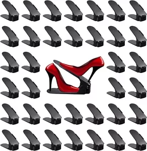 Shoe Slots Organizer for Closet 36 Pcs Adjustable Shoe Stacker Space - Black - Picture 1 of 9