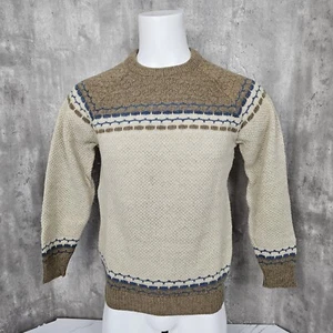 Maglione maglione maglia vintage anni 70 Club John Mols France uomo marrone blu misto lana - Foto 1 di 9
