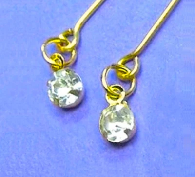 BARBIE DREAMZ Dreamz RHINESTONE DIAMOND DROP Earrings w/ GOLD Settings Jewelry for 11.5" doll