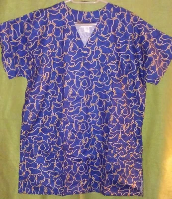 ¡Loco por los exfoliantes! Blusa Médica Azul Oscuro Cuerdas Extra Larga Talla L - Nueva Sin Etiquetas Foto 1 de 4